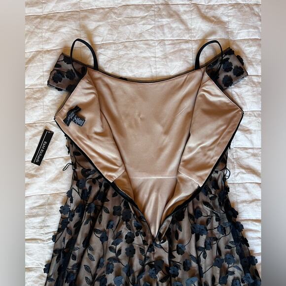 NWT R&M Richard Black 3D Floral Sheer Mesh Midi Dress Witchy Whimsigoth Fairy-8P - Picture 3 of 9